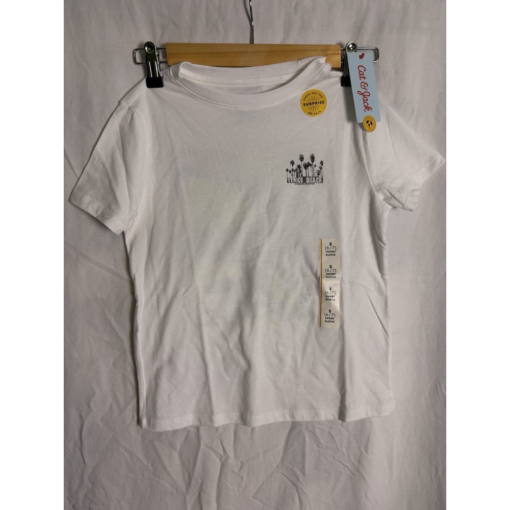 Cat & Jack Boys Venice Beach Graphic T Shirt White Size S 6/7 Short Sleeve NWT